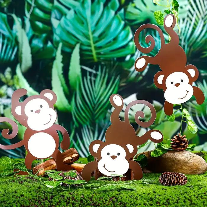 Décorations de fête sur le thème de la jungle : découpes de singes, fournitures de fête forestière, animaux suspendus sur le thème de la jungle, décorations suspendues de singes
