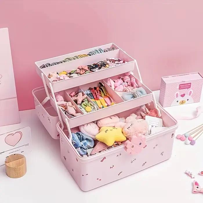 Boîte de rangement d'accessoires multicouche avec couvercle – Parfaite pour ranger les bandeaux