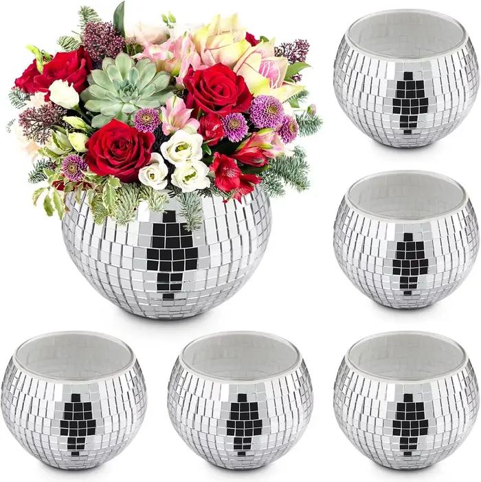 1 vase boule disco, centre de table