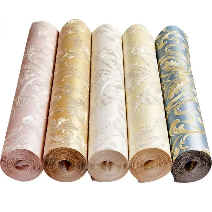 Papier peint floral rose en 3D pour décoration murale résistante à l'humidité et aux moisissures, idéal pour chambre de filles, salon, cuisine et occasions spéciales