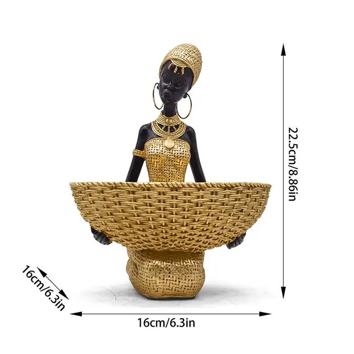 Sculpture de femme en résine de Style africain, décor avec boîte de rangement, décoration Tribal artisanale pour la maison, organisateur en résine, rangement de bijoux pour la maison