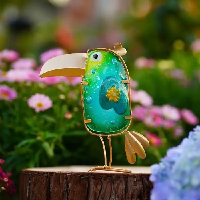 Vitrail oiseau jardin meubles décoratifs bureau créatif vibrant ornements faits à la main