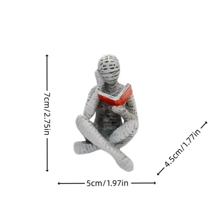 1 pièce, décoration de statue de penseur de femme en pâte de papier de lecture