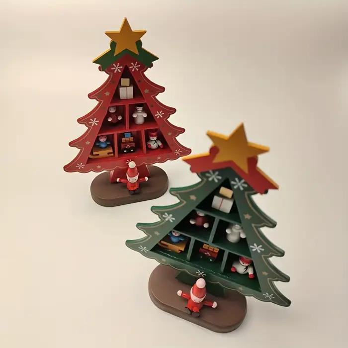 Décorations d'arbre de noël en bois 1 pièce, ornements d'arbre de noël, artisanat d'arbre de noël avec bases, décorations de noël, cadeaux