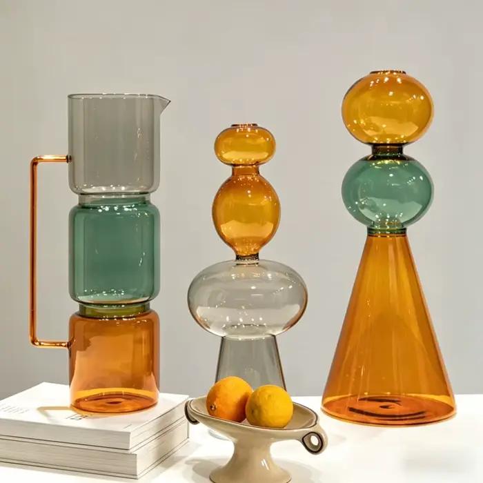 Vase en verre transparent à double couche