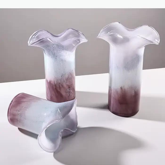 Vase en verre à bulles en forme de feuille