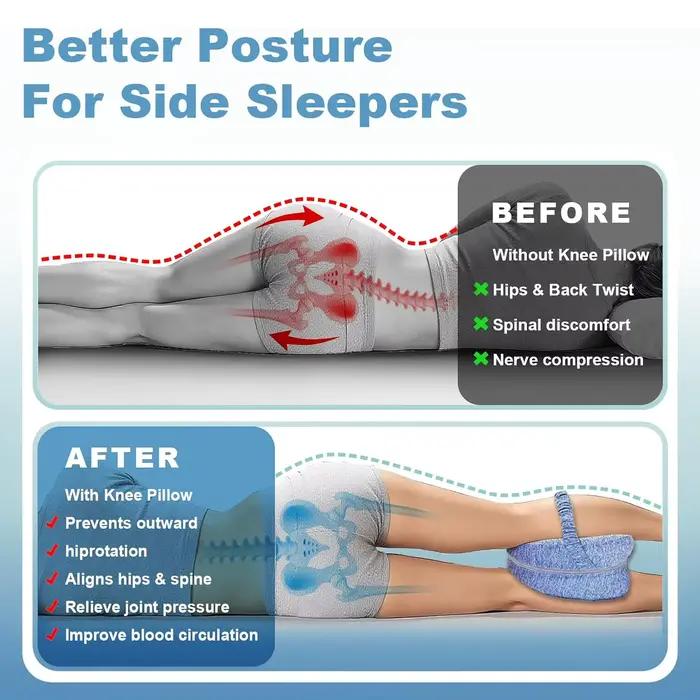 Coussin pour les jambes pour les dormeurs latéraux, coussin pour les genoux pour dormir, coussin ergonomique pour les jambes avec un soutien confortable pour le lit et la maison