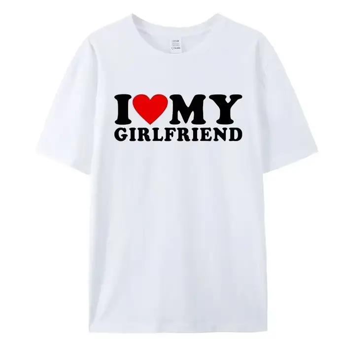 J'aime mon petit ami vêtements j'aime ma petite amie T-Shirt hommes alors s'il vous plaît rester loin de moi drôle BF GF disant citation cadeau T-Shirt hauts