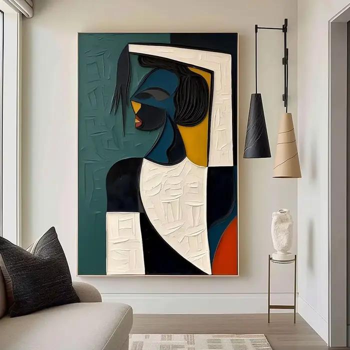 Tableau texturé 3D abstrait peinture sur toile moderne pour décoration d'intérieur en huile style Picasso occasions spéciales