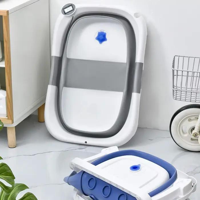 Baignoire pour bébé nouveau-né, baignoire domestique pour bébé, grande baignoire pliable pour bébé, permettant de s'asseoir ou de se coucher pour se sentir au chaud