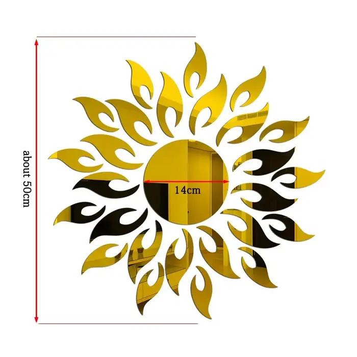 Autocollant Mural tournesol miroir acrylique auto-adhésif réfléchissant