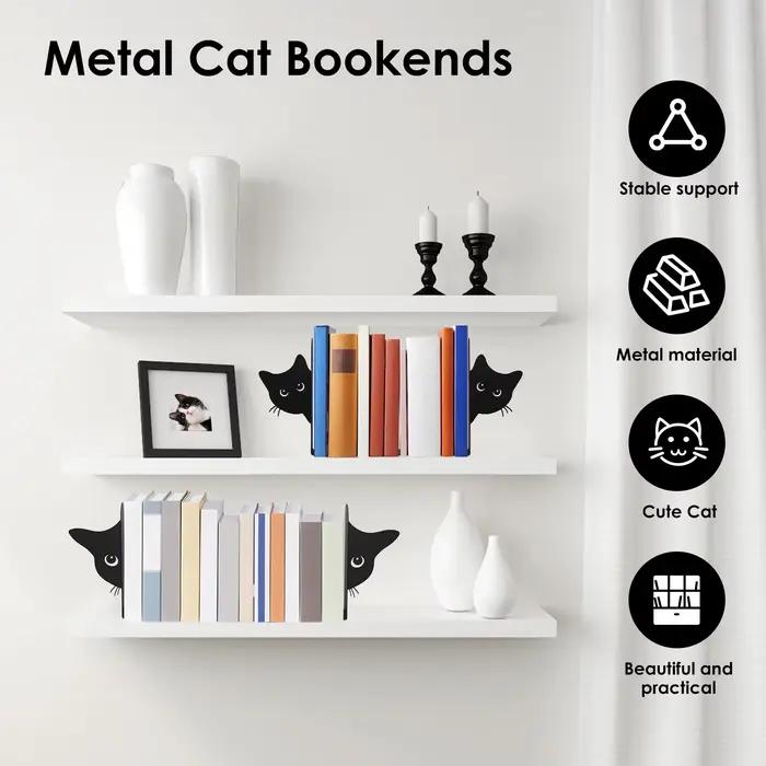 Serre-livres en métal décoratif en forme de chat pour bureau