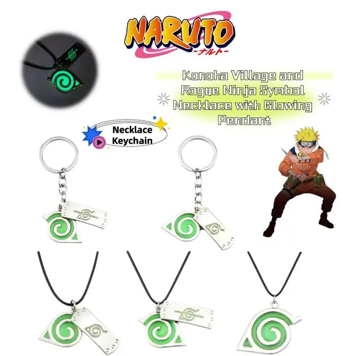 Marchandises de dessins animés Naruto, collier avec symbole du village de Konoha et du ninja rogue, pendentif lumineux, porte-clés, petit cadeau