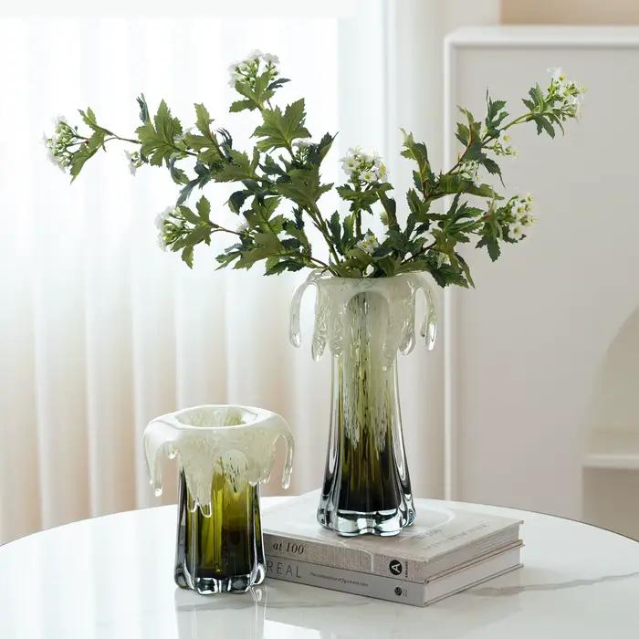 Vase en verre dégradé vert, vase à fleurs en verre liquide, arrangement floral, hydroponie, terrarium, accessoires de décoration pour la maison