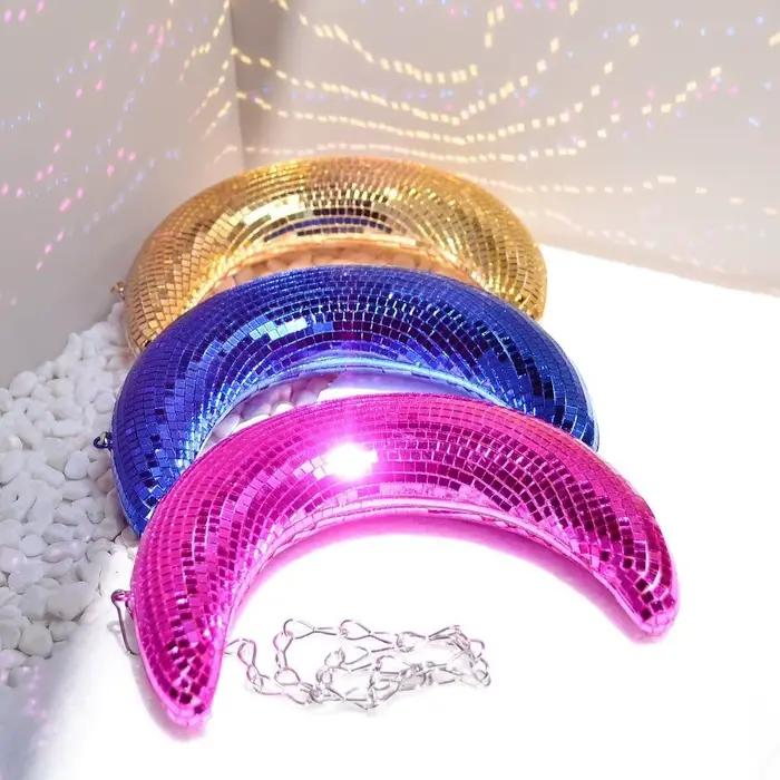 Boule disco en forme de lune, décoration d'intérieur, ornement suspendu, pendentif réfléchissant en forme de lune, décoration de bar, boules miroir de scène, fête