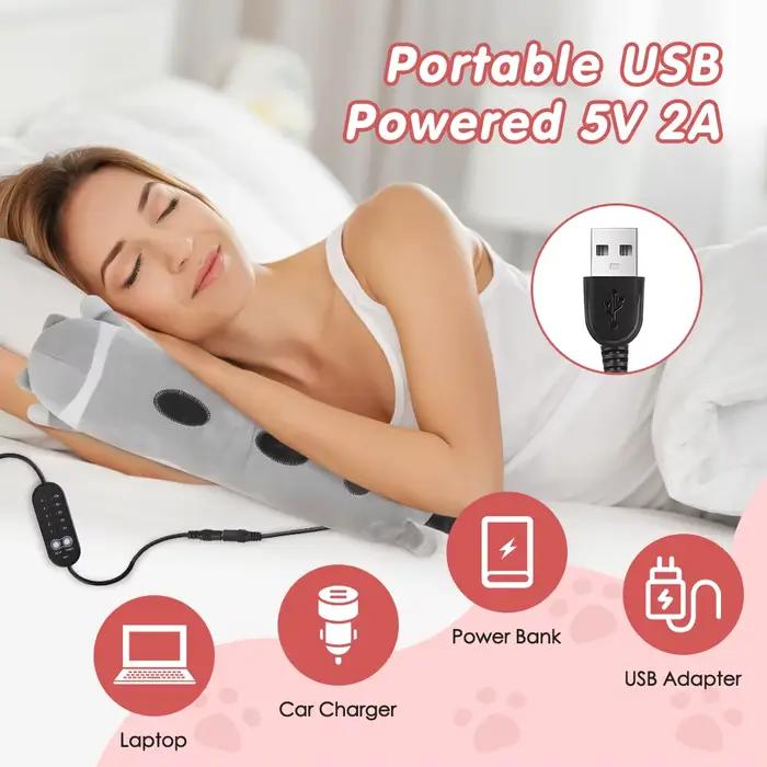 Coussin chauffant en peluche mignon en forme de chat avec recharge USB, coussin chauffant électrique pour les crampes menstruelles, coussin chauffant pour le dos