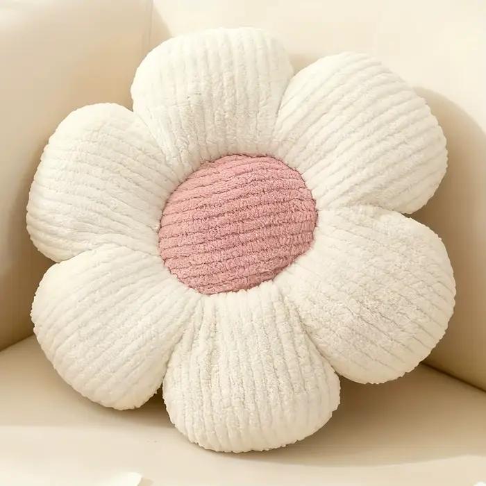Coussins en forme de fleur violette, coussins de sol en peluche pour canapés et lits, avec un motif décoratif marguerite, mesure 15,75 pouces