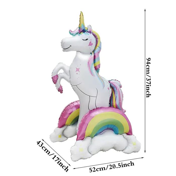 Décoration d'anniversaire licorne, vaisselle, assiettes en papier, gobelets, serviettes, bannière, ballons pour filles, fournitures de fête d'anniversaire licorne arc-en-ciel