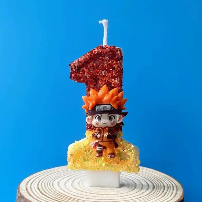 Bougie d'anniversaire Naruto Nouveau Style Chiffre Numérique Créative Faite à la Main pour Gâteau