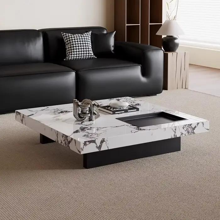 Table basse carrée moderne en métal, design minimaliste italien pour salon élégant occasions spéciales