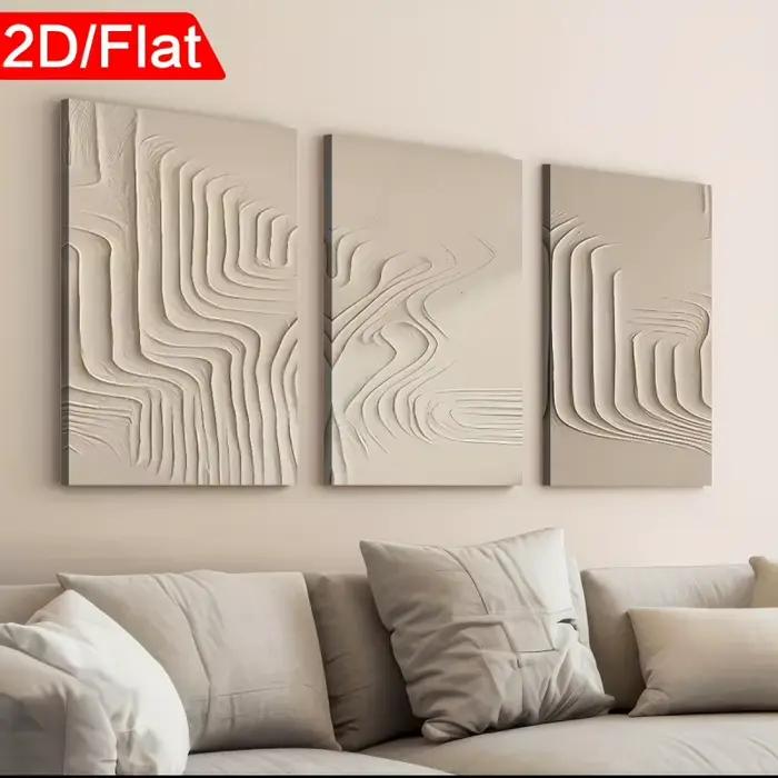Ensemble de 3 décorations murales modernes sur toile avec cadre miroir pour salon ou chambre à coucher occassions spéciales