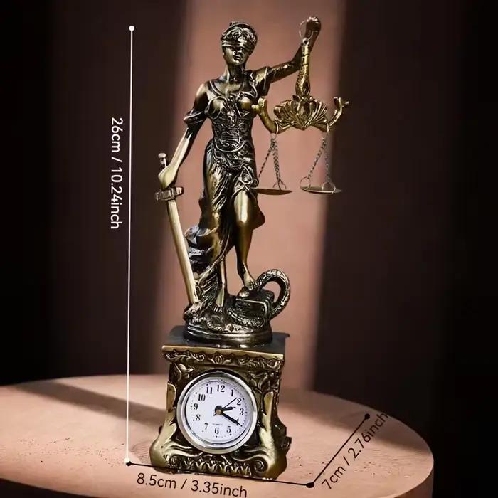 Statue Créative Rétro de la Déesse de la Justice à Fond Rond, Ornement de Bureau d'Avocat, Cadeaux, Sculpture pour Salon et Décoration de Bureau