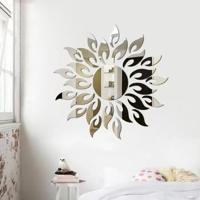 Autocollant Mural tournesol miroir acrylique auto-adhésif réfléchissant