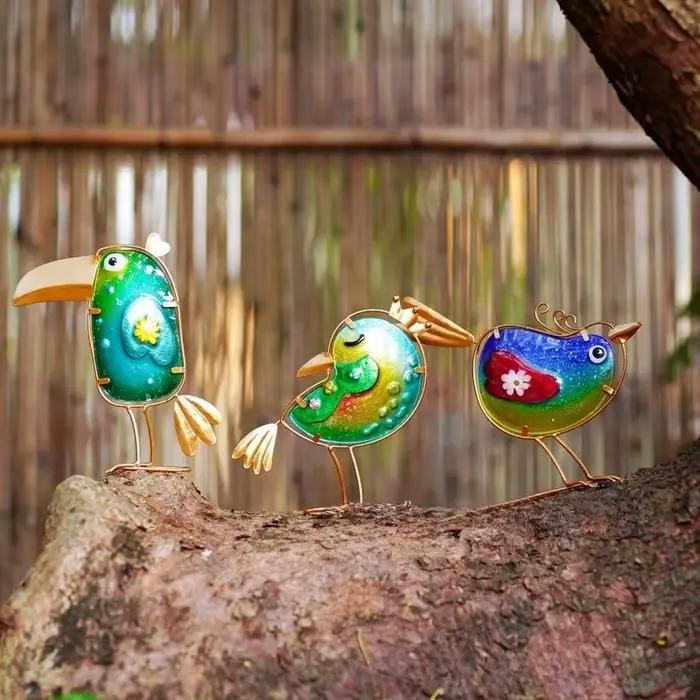 Vitrail oiseau jardin meubles décoratifs bureau créatif vibrant ornements faits à la main