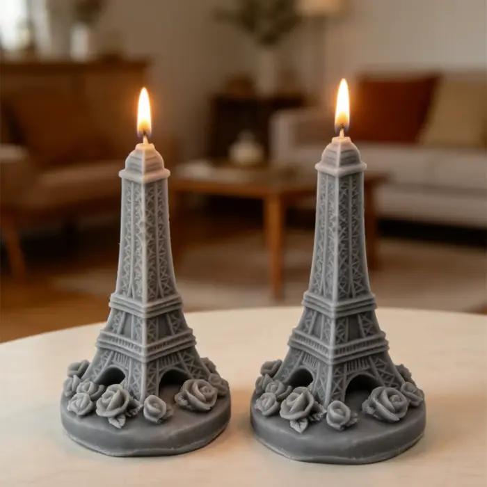 Moule à bougie Tour Eiffel en silicone 3D moule pour fabrication de bougies Tour de Paris moule à cire d'aromathérapie DIY outil artisanal pour décoration intérieure artisanale occasions spéciales