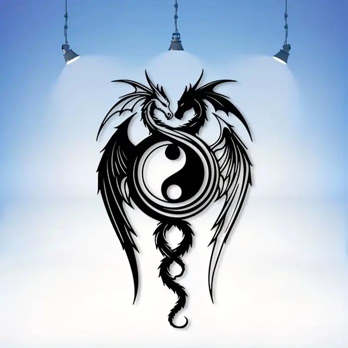 Décoration murale en métal dragon yin yang pour salle de méditation zen ambiance élégante à offrir
