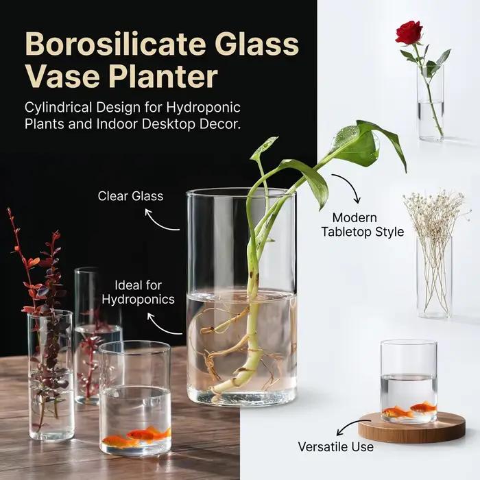 Vase en verre borosilicate pour plantes hydroponiques