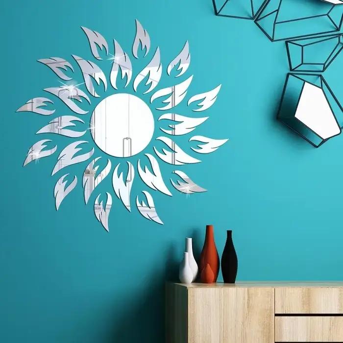 Autocollant Mural tournesol miroir acrylique auto-adhésif réfléchissant