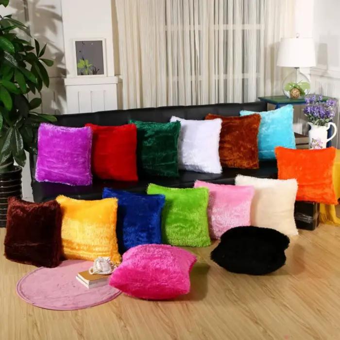 Housse de coussin en peluche et fourrure de velours
