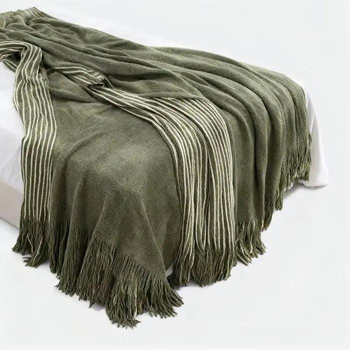Couverture décorative tricotée style rustique pour lit