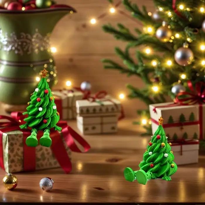 Décor de fête coloré imprimé en 3D, arbre de noël amusant et Unique, modèle d'arbre de noël vert, cadeaux pour enfants