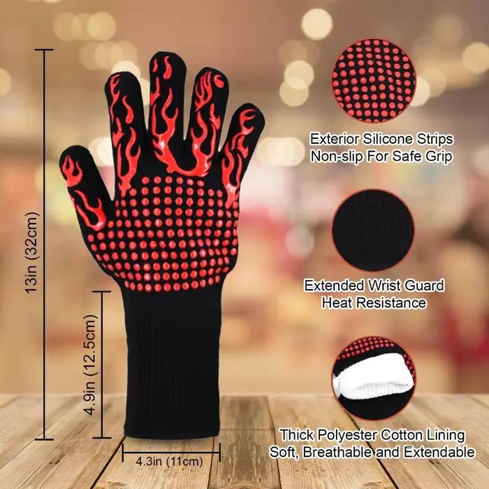 Gants de Barbecue ignifuges, résistants à la chaleur, mitaines résistantes aux coupures, gants de four en Silicone antidérapants, gants de cuisine pour Barbecue, cuisson
