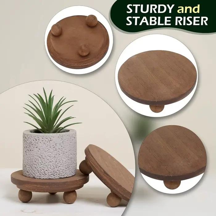 Mini rehausseurs déco défini pour affichage-rehausseurs en bois pour la décoration intérieure, décor de cuisine-paquet de 2 élévateurs ronds de 4 pouces pour décor de ferme-rustique P
