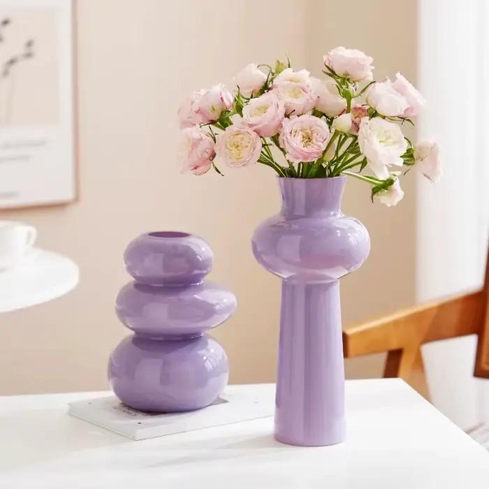 Vase en verre haut de gamme style INS pour arrangement floral frais en eau