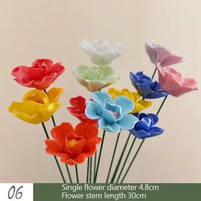 Piquet de fleurs en céramique fait à la main, décor de jardin, art créatif, décoration florale, accessoire de fête de mariage, occasion de fête, aléatoire