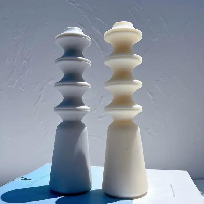 Moule à bougie pilier cylindrique en silicone géométrique