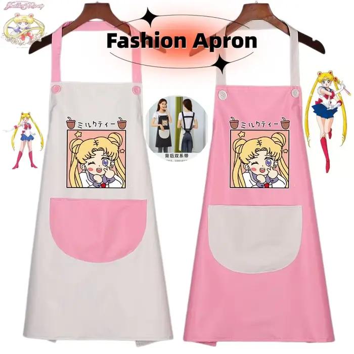 Tablier Sailor Moon, dessin animé mignon, personnalisé, simple et créatif pour la cuisine, bavoir imperméable et résistant à l'huile, cadeau pour les amis
