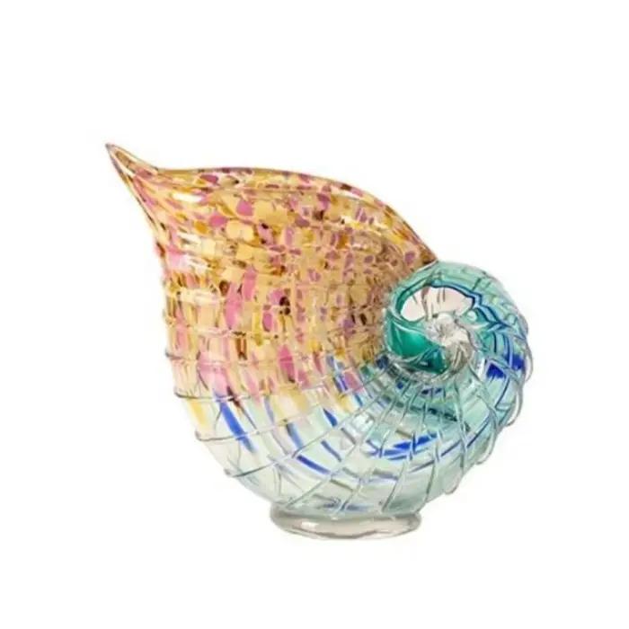 Vase en verre en forme de coquillage simulé, accessoire floral, bouteille en verre transparent dégradé, pot de fleurs