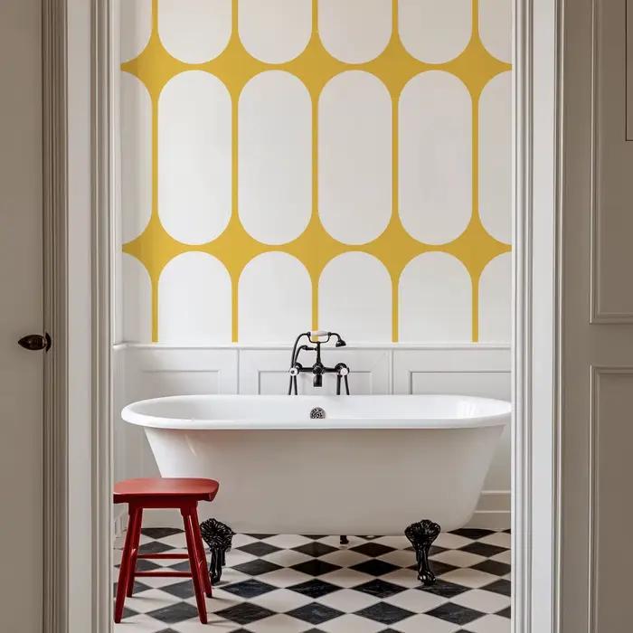 Papier peint abstrait en forme de cercle jaune et blanc