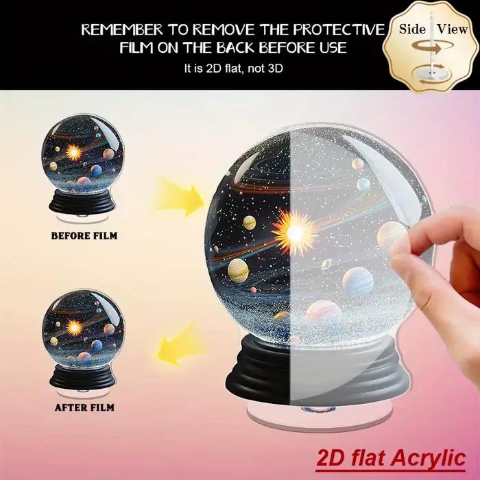 Avion rotatif 2D sur le thème de l'univers, système solaire en acrylique, Mini Globe, décor de bureau, ornement de salle, cadeau pour passionné d'astronomie, 1 pièce