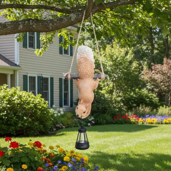 Statue d'écureuil de jardin solaire