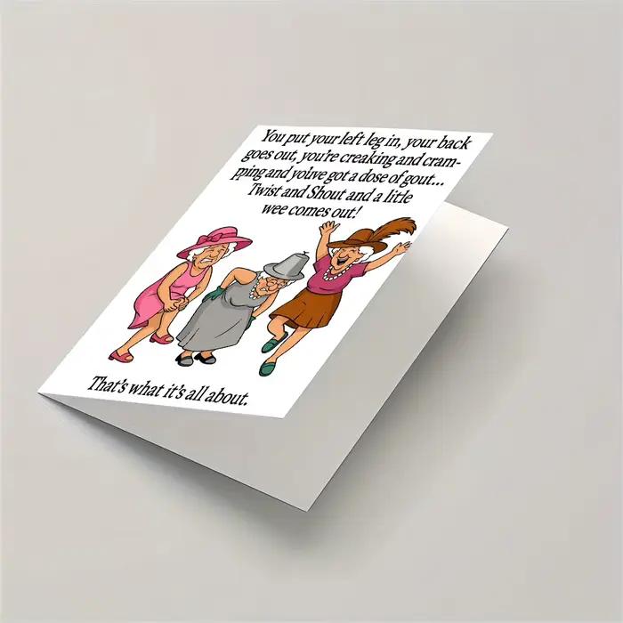 1 carte de vœux d'anniversaire amusante pour grand-mère, tante, amie proche – Style artistique de dessin animé de femmes âgées, carte humoristique