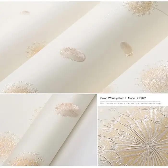 Papiers peints à motif de plumes de pissenlit roses en relief de précision 3D