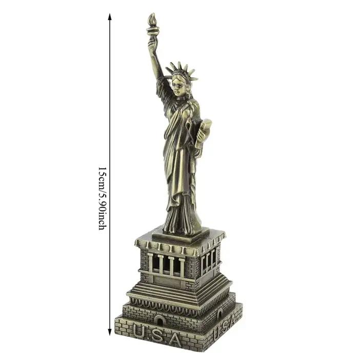 Statue de la Liberté de 5,9 pouces, modèle antique en bronze métallique, modèle de bâtiment en métal, mini sculpture de bureau, décoration d'intérieur
