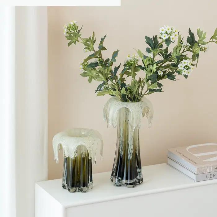 Vase en verre dégradé vert, vase à fleurs en verre liquide, arrangement floral, hydroponie, terrarium, accessoires de décoration pour la maison