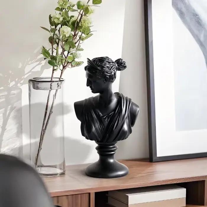 Statue de buste de David Michelangelo, artisanat en résine, meuble TV, décoration de salon douce, cadeau